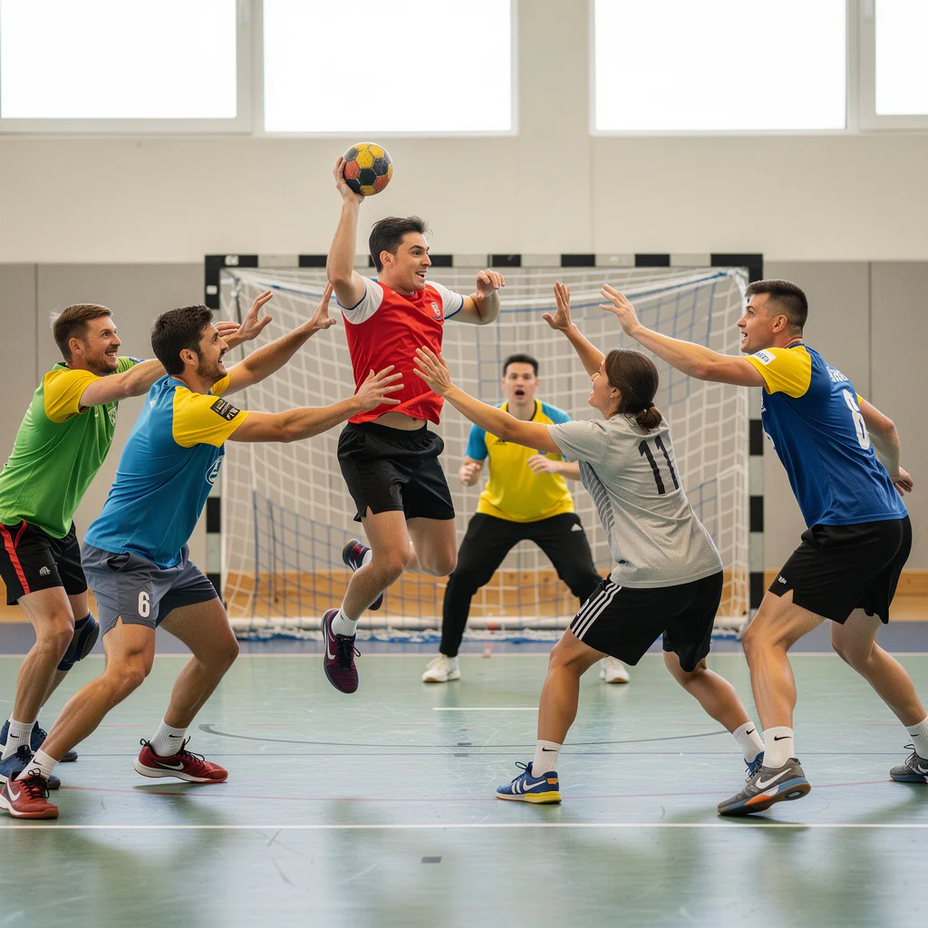 Balonmano: Pases y Goles en Equipo