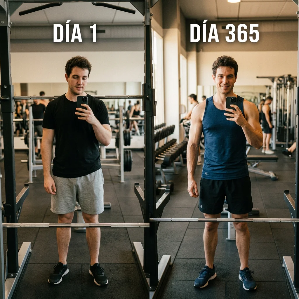 Gimnasio: Foto Comparativa Día 1 vs 365